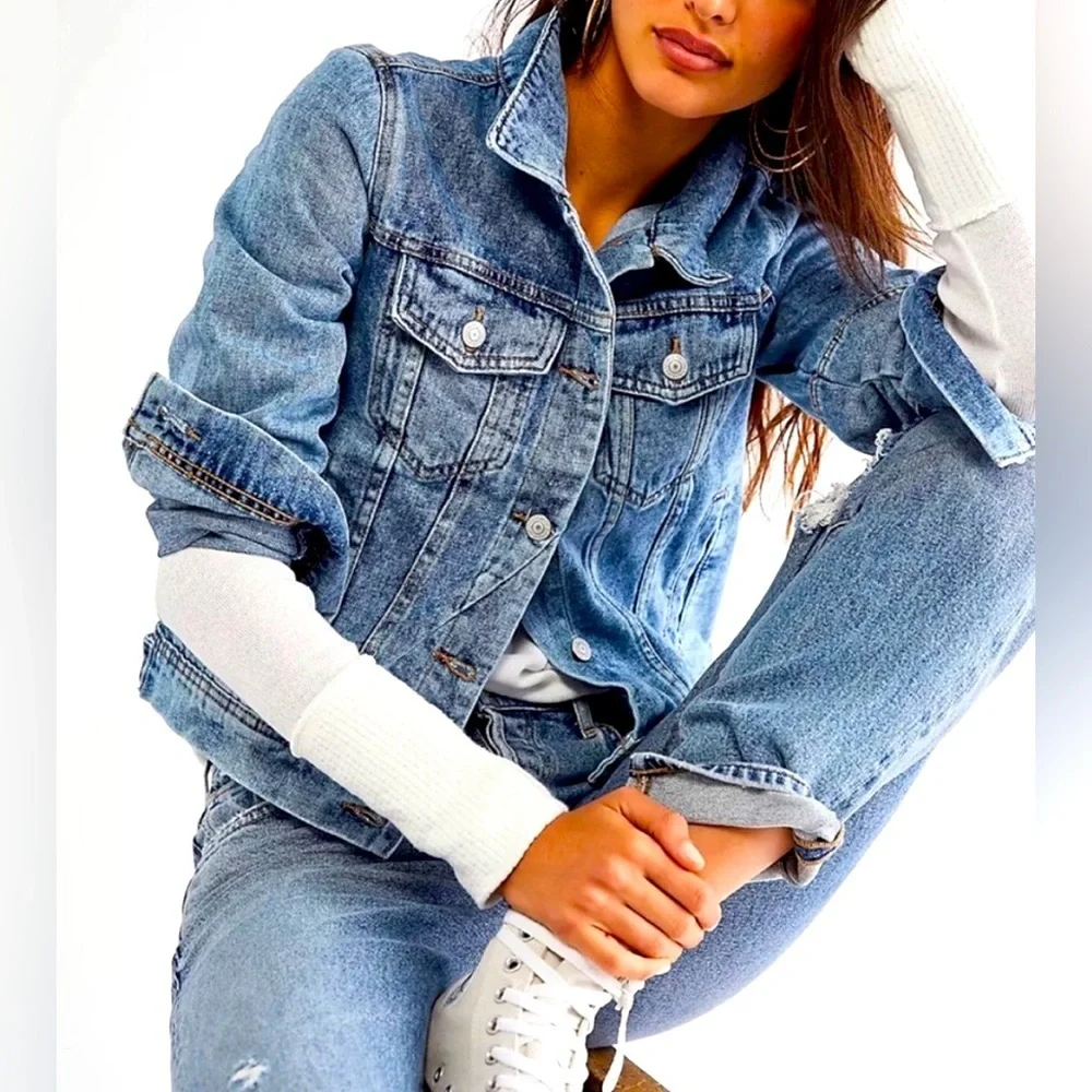 💫 FREE PEOPLE Rumors Denim Jacket SIZE:XS NWT - Picture 9 of 13